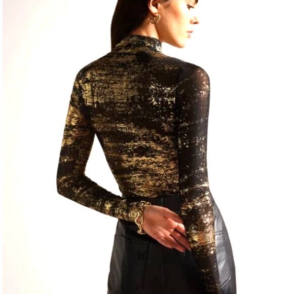 Ted Baker Sofiy Foil Print Sheer Women Shirt Size 2 US 6 Whimsigoth Indie Grunge - Picture 1 of 10